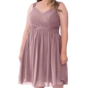 NWT Azazie "Angie" Formal Dress Pleated Chiffon Pockets Corset Back Pink Sz 18